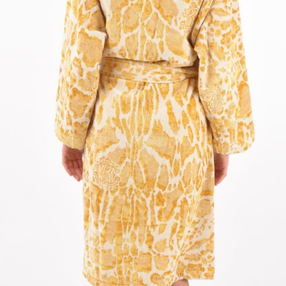 Roberto Cavalli terry bathrobe  shawl  collar Linx Gold Unisex size S/M - Picture 5 of 6